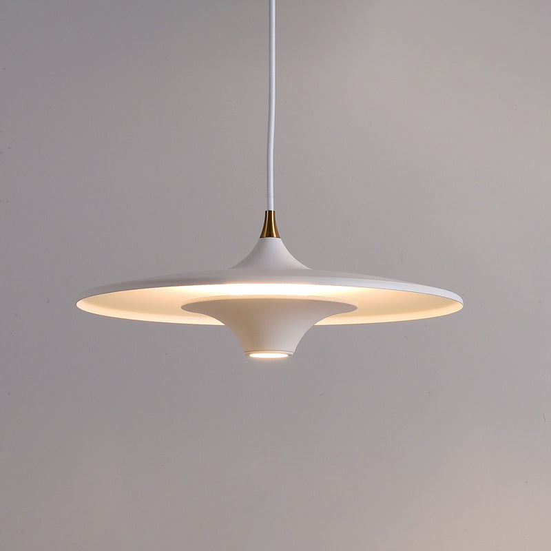 Flying Saucer Bedside Suspension Light Metallic 1 Bulb Minimalist LED Pendant Lamp