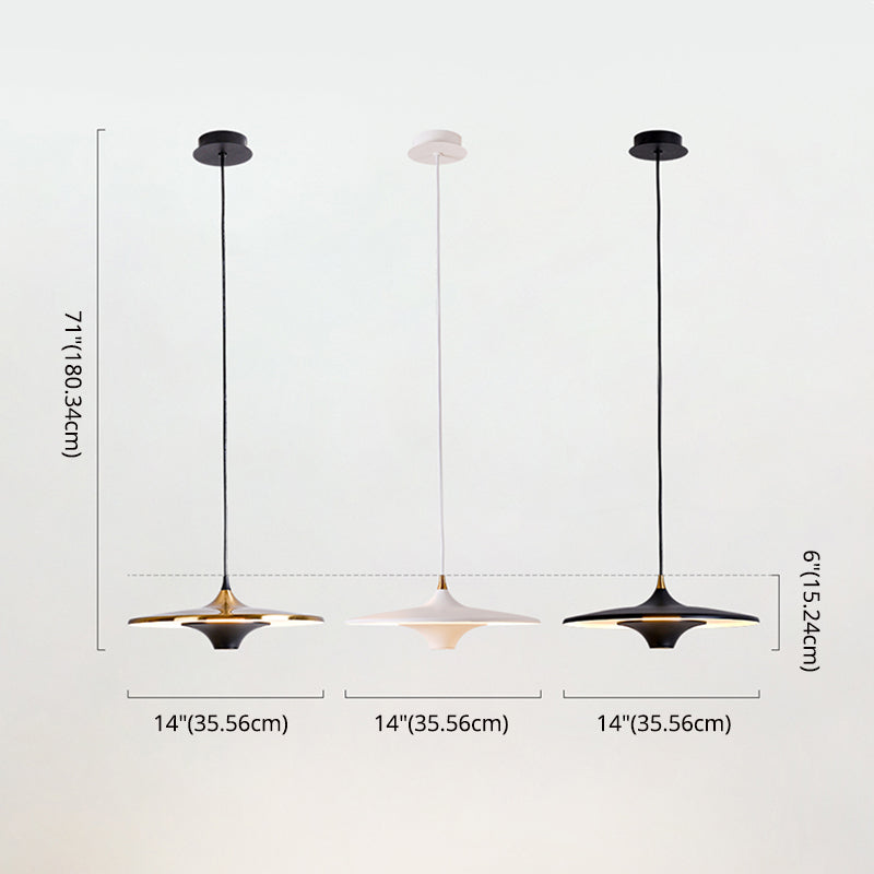 Flying Saucer Bedside Suspension Light Metallic 1 Bulb Minimalist LED Pendant Lamp