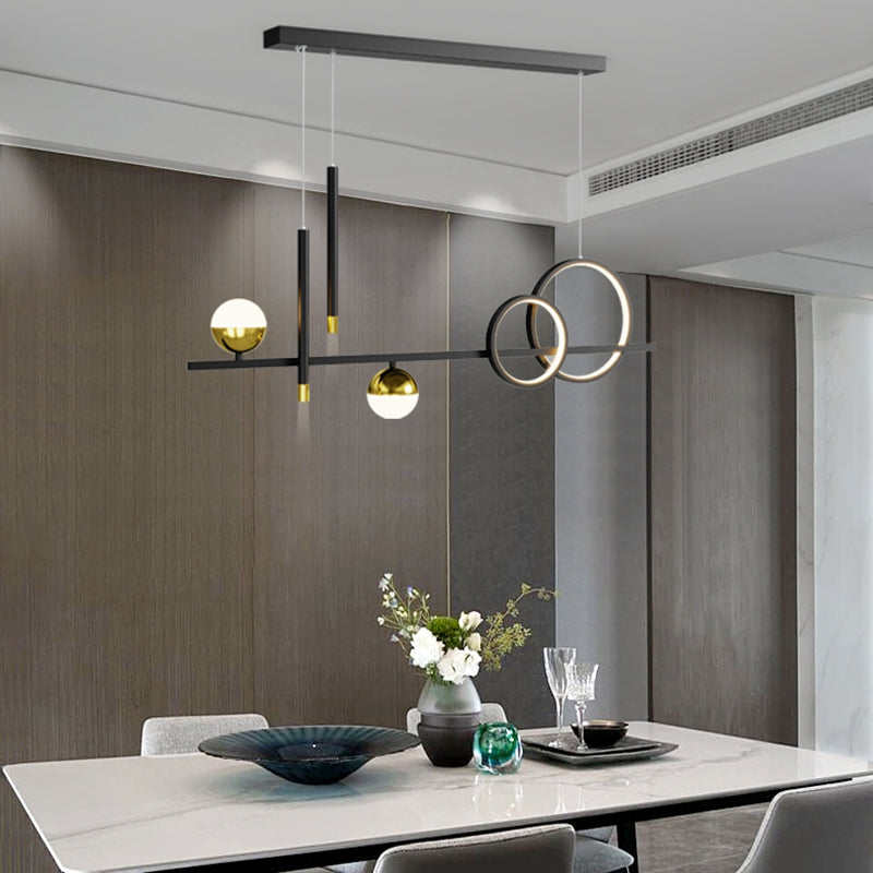 Luce a sospensione lineare dell'isola lineare in alluminio in moderna luce del soffitto in ferro battuto in stile nordico con ombra acrilica