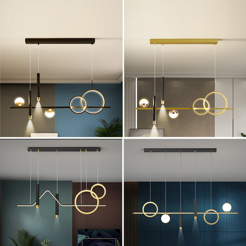 Luce a sospensione lineare dell'isola lineare in alluminio in moderna luce del soffitto in ferro battuto in stile nordico con ombra acrilica