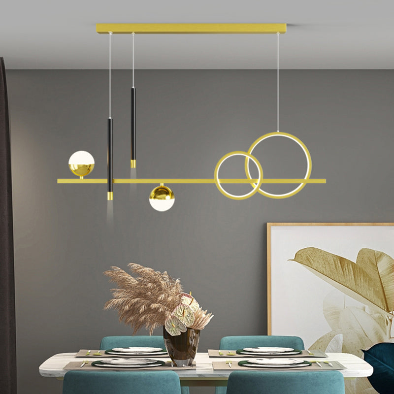 Luce a sospensione lineare dell'isola lineare in alluminio in moderna luce del soffitto in ferro battuto in stile nordico con ombra acrilica