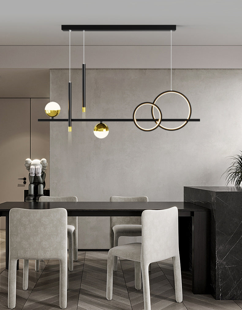 Luce a sospensione lineare dell'isola lineare in alluminio in moderna luce del soffitto in ferro battuto in stile nordico con ombra acrilica