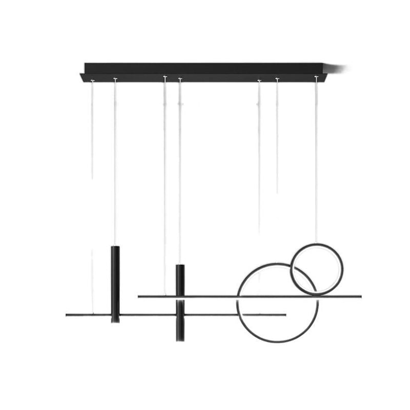 Black Restaurant LED Island Light in Modern Luxury Style Wrought Iron Linear Pendant Light with Acrylic Shade