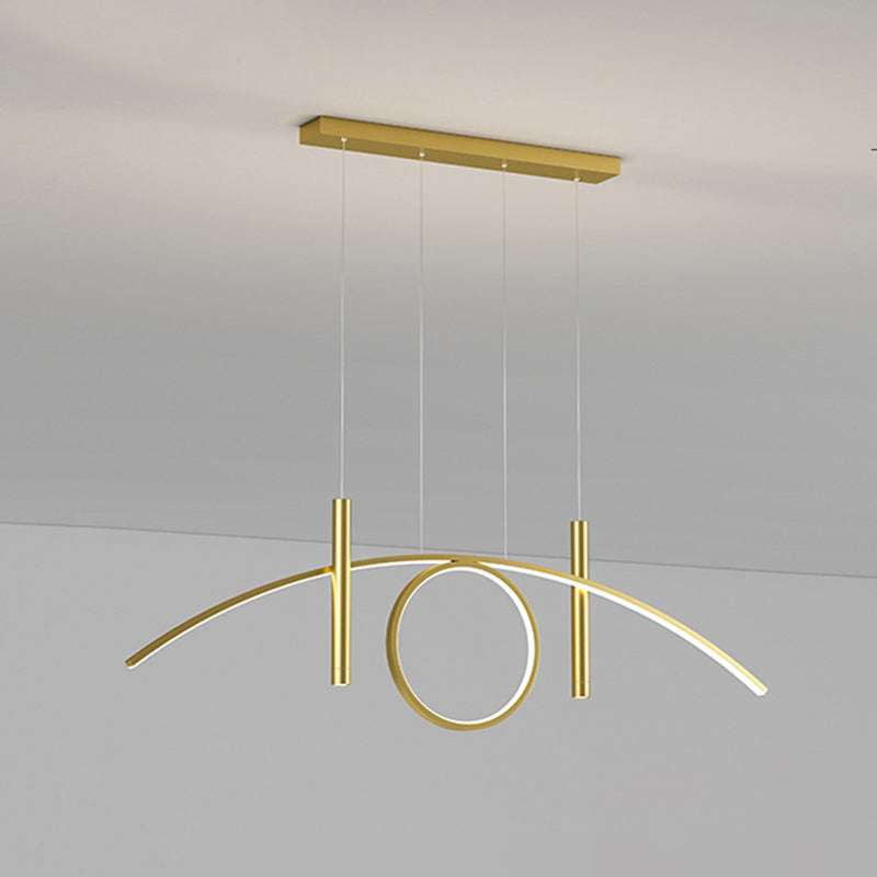 Luce isola a led in ferro battuto in moderna luce a sospensione lineare acrilica per sala da pranzo