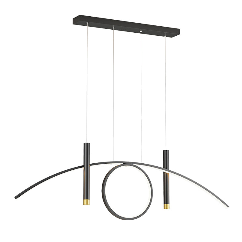 Luce isola a led in ferro battuto in moderna luce a sospensione lineare acrilica per sala da pranzo