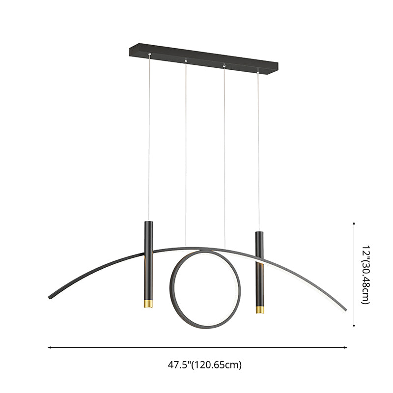 Luce isola a led in ferro battuto in moderna luce a sospensione lineare acrilica per sala da pranzo