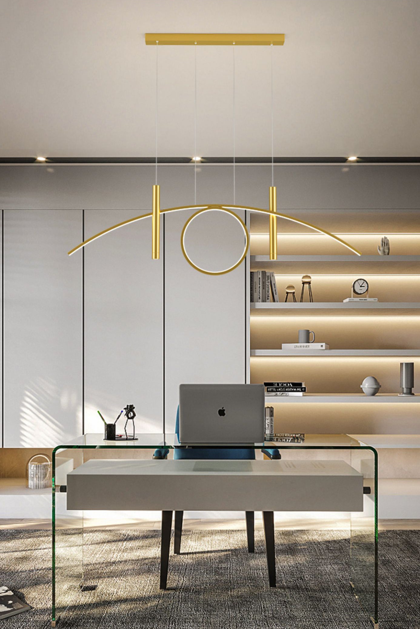 Luce isola a led in ferro battuto in moderna luce a sospensione lineare acrilica per sala da pranzo