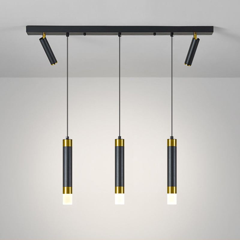 Black Linear LED Island Pendant Light in Modern Concise Style Wrought Iron Ceiling Light with Acrylic Shade