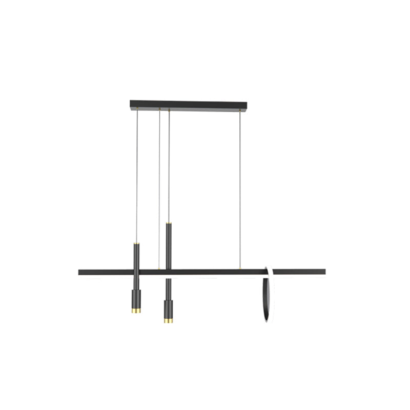 Luce a ciondolo a LED LED LINEAR BLACE Light a soffitto in ferro battuto in stile moderno con tonalità in alluminio