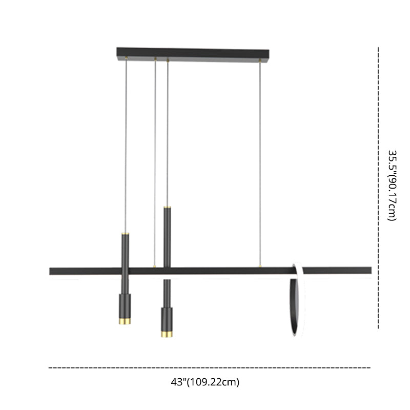 Luce a ciondolo a LED LED LINEAR BLACE Light a soffitto in ferro battuto in stile moderno con tonalità in alluminio