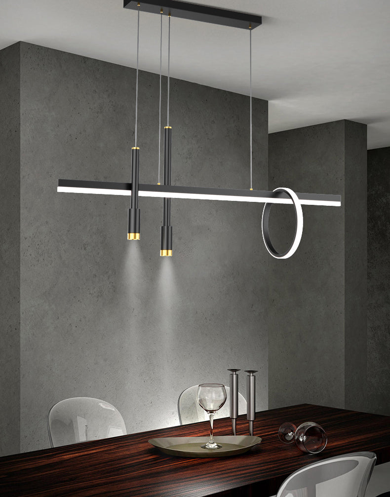 Luce a ciondolo a LED LED LINEAR BLACE Light a soffitto in ferro battuto in stile moderno con tonalità in alluminio