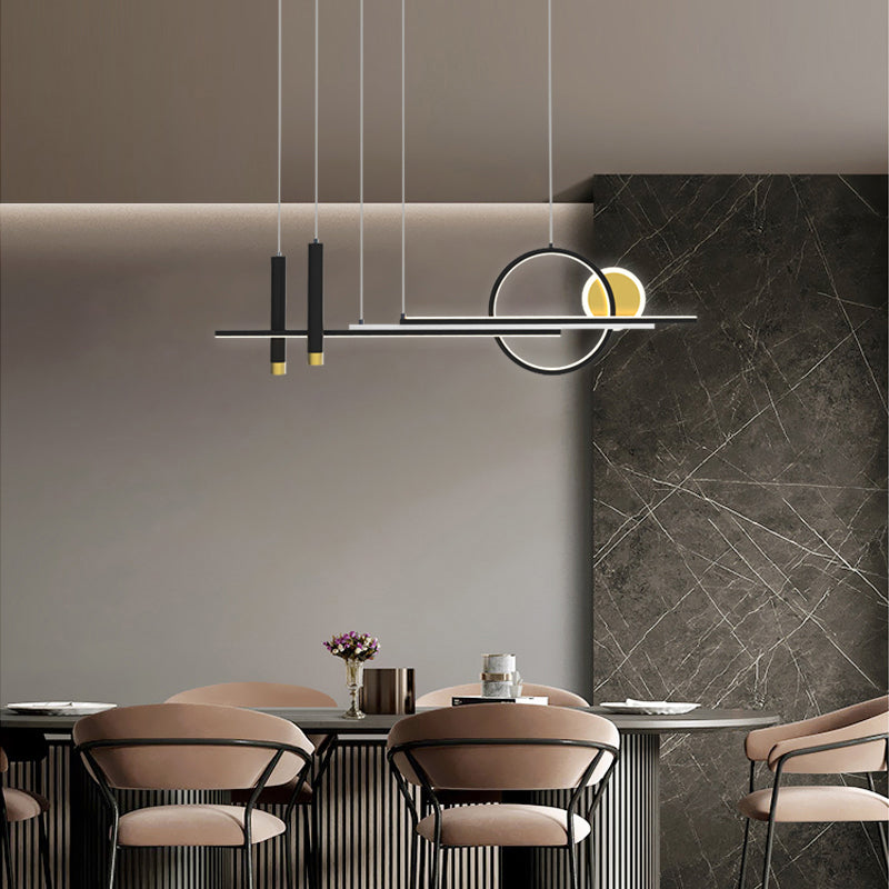 Luce a sospensione dell'isola a LED lineare in alluminio in moderna luce del soffitto in ferro battuto in stile creativo con ombra acrilica