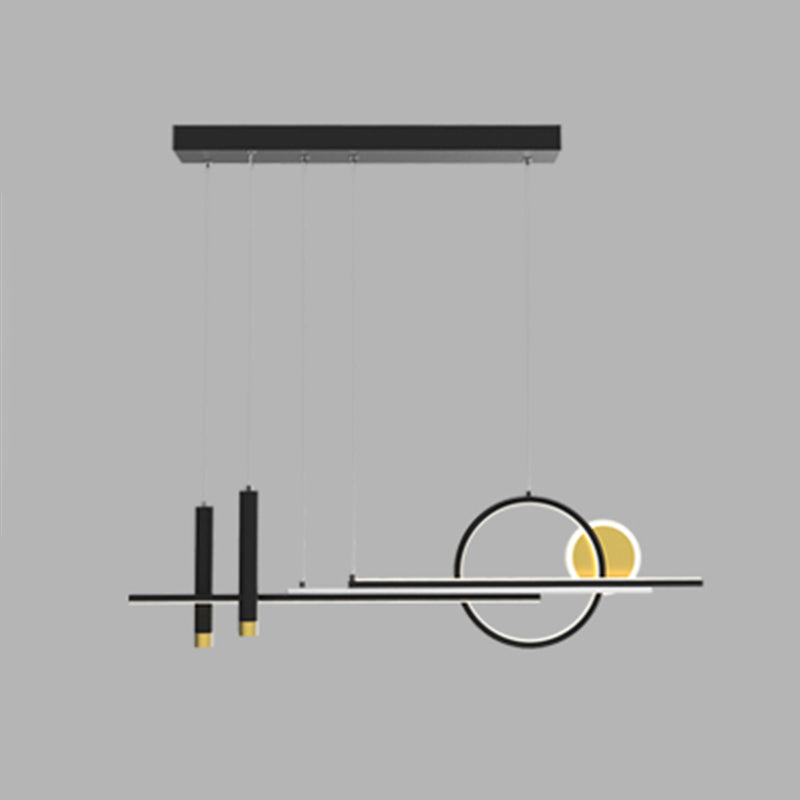 Aluminium Linear LED Island Pendant Light in Modern Creative Style Wrought Iron Ceiling Light with Acrylic Shade