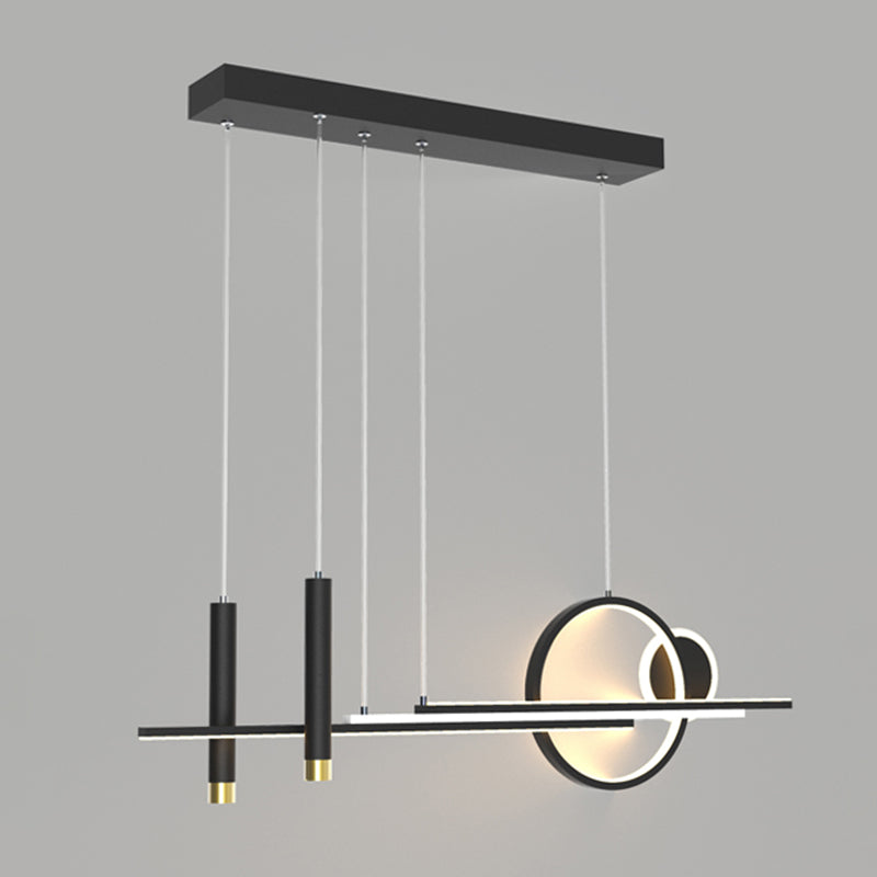 Luce a sospensione dell'isola a LED lineare in alluminio in moderna luce del soffitto in ferro battuto in stile creativo con ombra acrilica