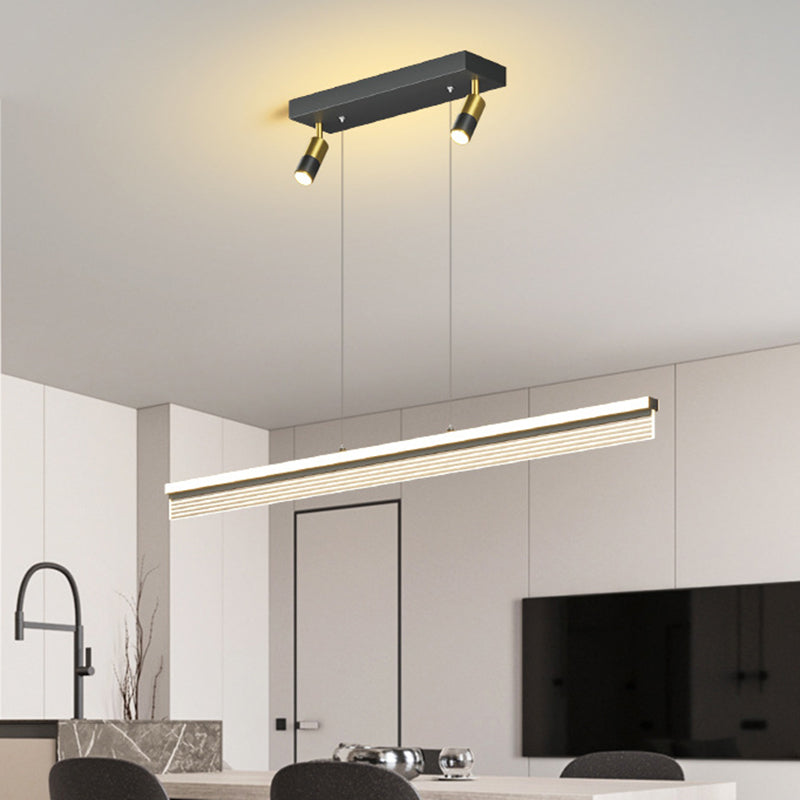 Rectangular Acrylic Island Lighting Simple Style LED Suspension Light with Spotlight