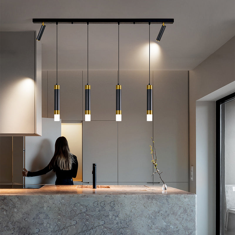 Luce a ciondolo a LED LED LINEAR BLACE Luce a soffitto in ferro battuto in stile moderno con ombra acrilica