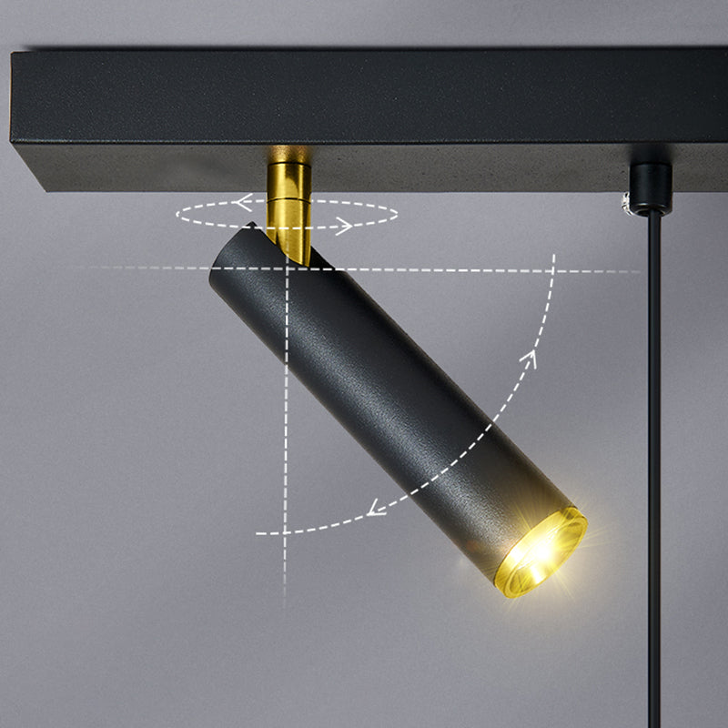 Luce a ciondolo a LED LED LINEAR BLACE Luce a soffitto in ferro battuto in stile moderno con ombra acrilica