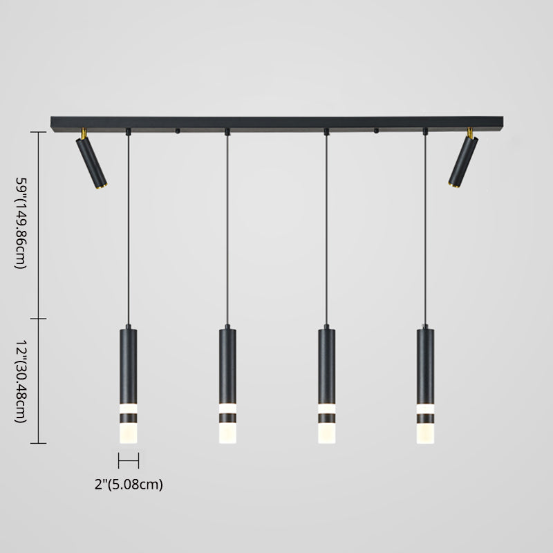 Luce a ciondolo a LED LED LINEAR BLACE Luce a soffitto in ferro battuto in stile moderno con ombra acrilica