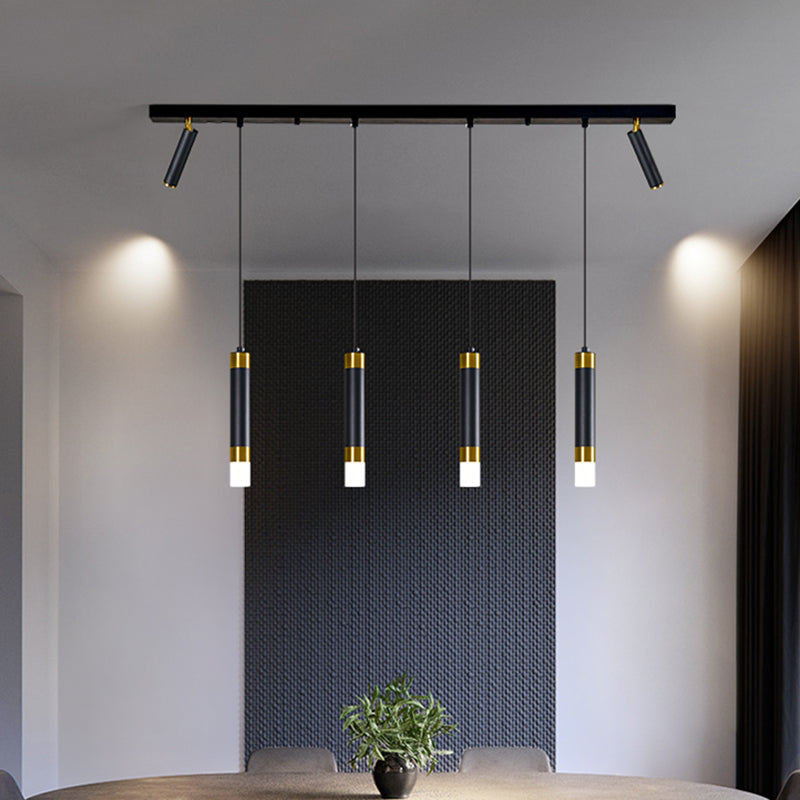 Luce a ciondolo a LED LED LINEAR BLACE Luce a soffitto in ferro battuto in stile moderno con ombra acrilica