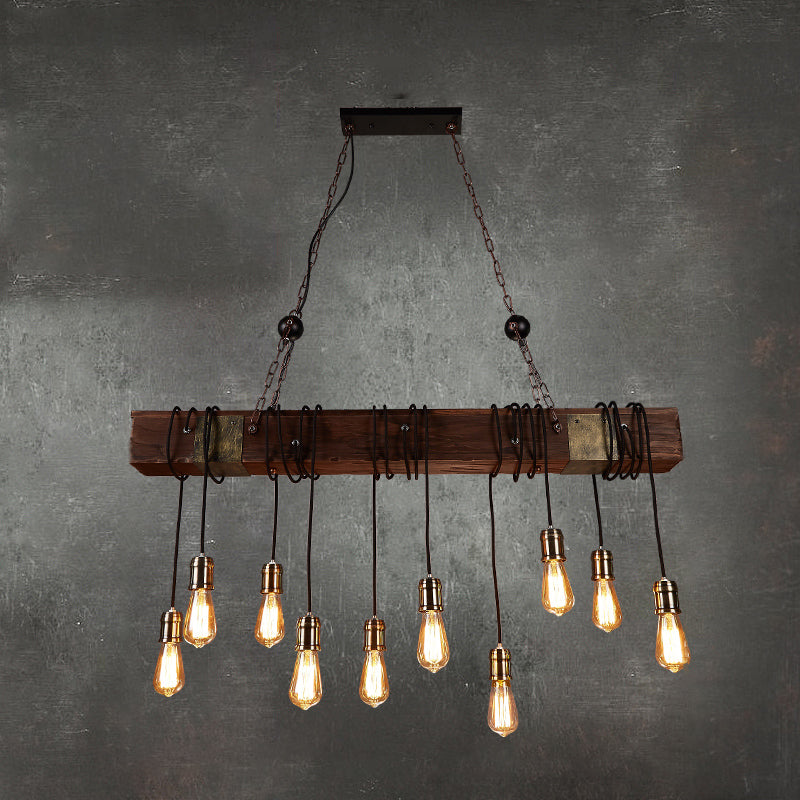Bare Bulb Large Kitchen Pendant Lights Wood Rustic Island Light for Restaurant
