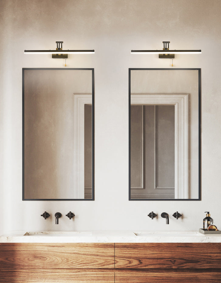 Luces de tocador montadas en la pared recta de mediados de siglo Ideas de iluminación de pared de luz para el baño