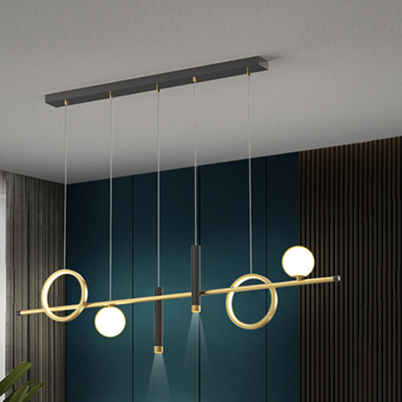 Luce a sospensione per isola a led nera e oro in moderna luce del soffitto in ferro battuto con lampada in alluminio