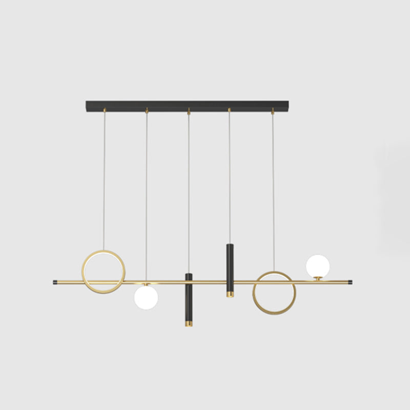 Luce a sospensione per isola a led nera e oro in moderna luce del soffitto in ferro battuto con lampada in alluminio