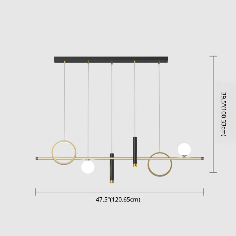 Luce a sospensione per isola a led nera e oro in moderna luce del soffitto in ferro battuto con lampada in alluminio