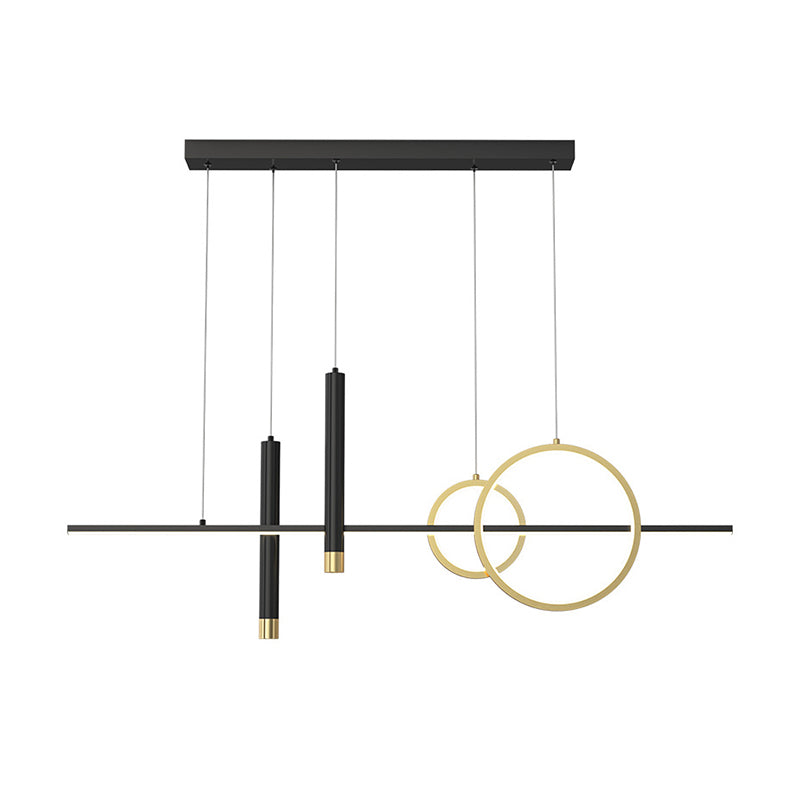 Modern Luxury LED Linear Island Pendant Light Wrought Iron Indoor Hanging Lamp with Silicone Shade