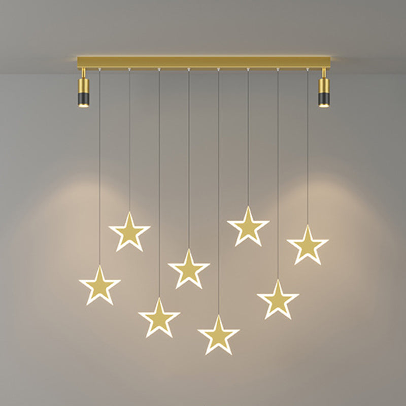 Starry Multi-Light Pendant Modernist Acrylic Dining Room LED Hanging Light over Island