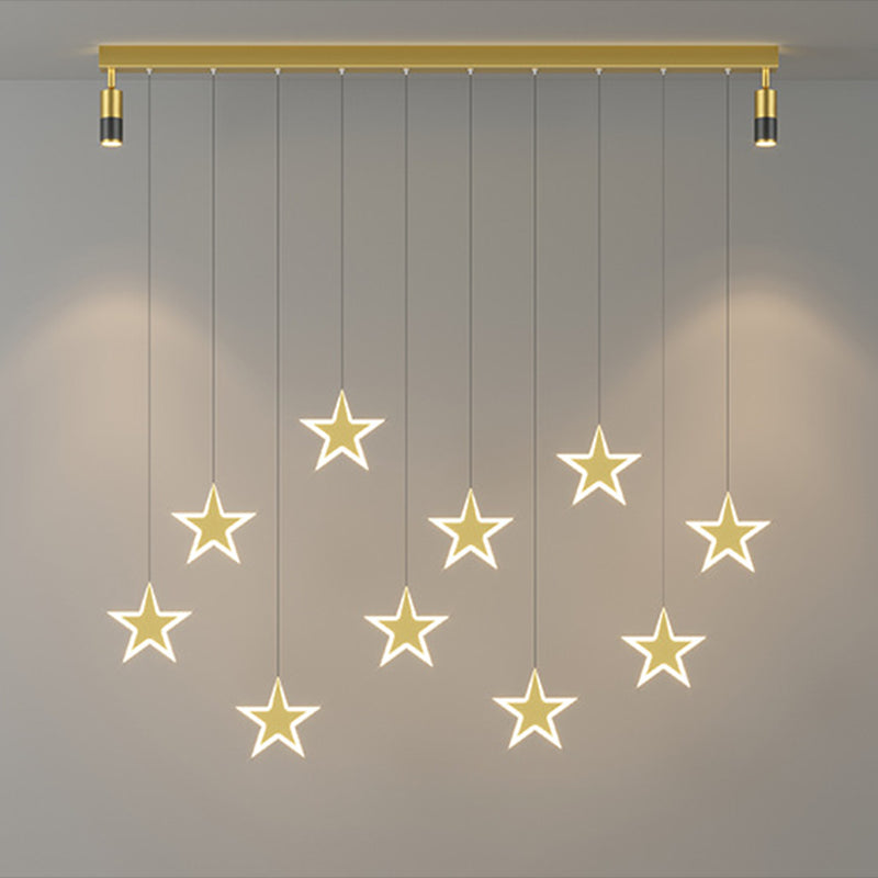 Starry Multi-Light Pendant Modernist Acrylic Dining Room LED Hanging Light over Island
