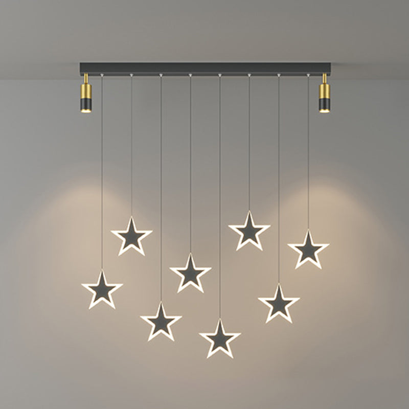 Starry Multi-Light Pendant Modernist Acrylic Dining Room LED Hanging Light over Island