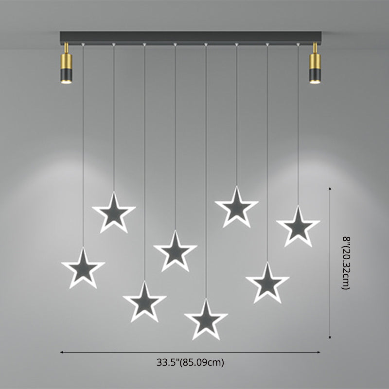 Starry Multi-Light Pendant Modernist Acrylic Dining Room LED Hanging Light over Island