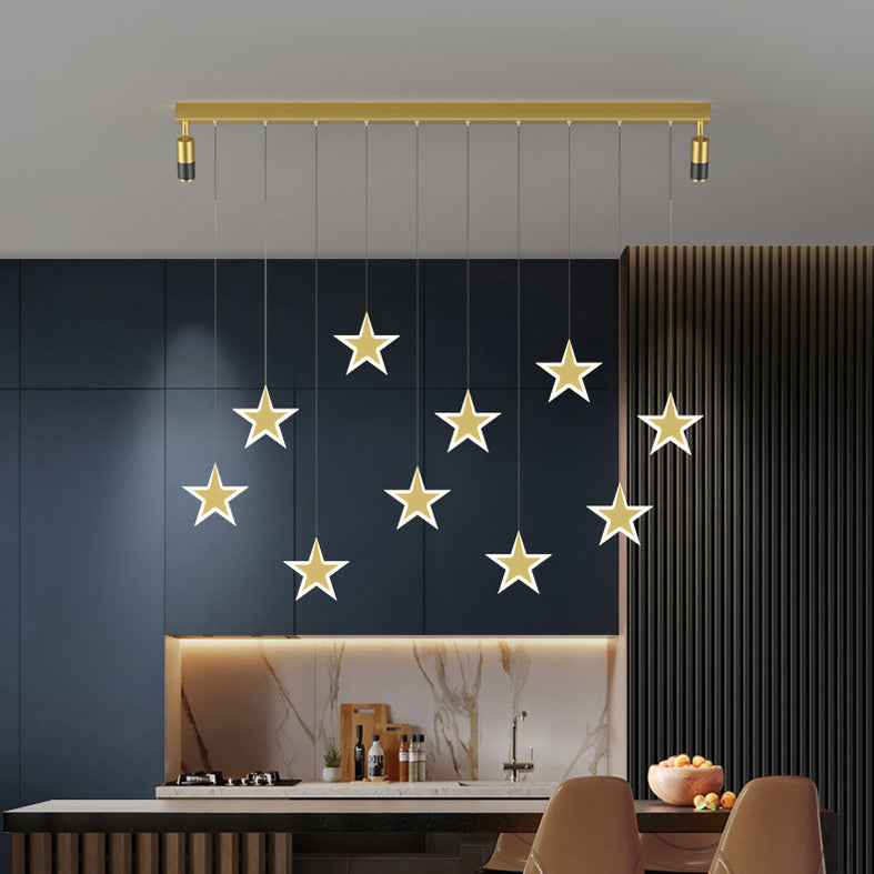 Starry Multi-Light Pendant Modernist Acrylic Dining Room LED Hanging Light over Island