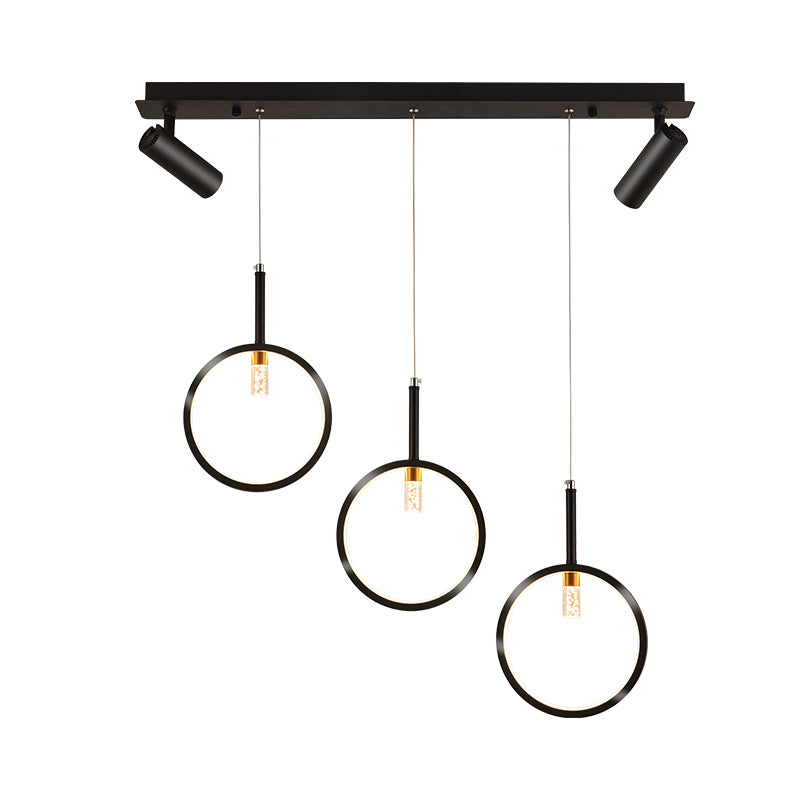 Luce a sospensione moderna creativa dell'isola lineare in ferro annessato Luce a soffitto a LED con ombra acrilica