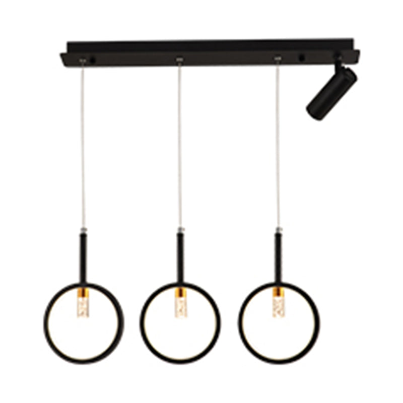 Luce a sospensione moderna creativa dell'isola lineare in ferro annessato Luce a soffitto a LED con ombra acrilica