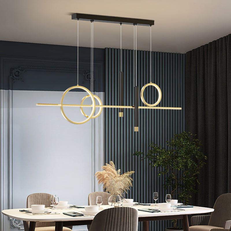 Aluminium Rectangular LED Island Pendant Light in Modern Creative Style Acrylic Ceiling Fixture for Dining Room