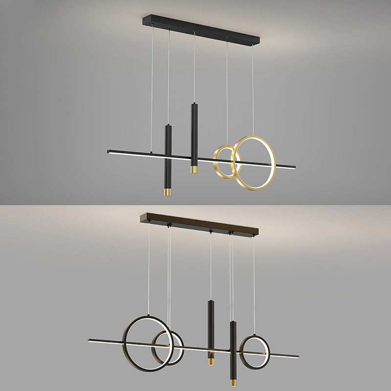 Aluminium Rectangular LED Island Pendant Light in Modern Creative Style Acrylic Ceiling Fixture for Dining Room