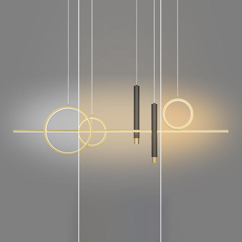 Aluminium Rectangular LED Island Pendant Light in Modern Creative Style Acrylic Ceiling Fixture for Dining Room