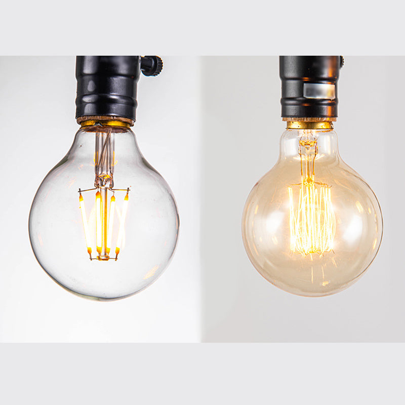 8-Light Wooden Island Pendant Light in Industrial Vintage Style Wrought Iron Ceiling Light for Commercial Place