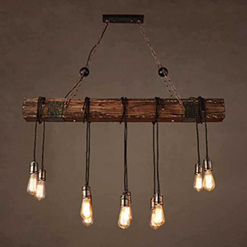 Luce a sospensione in legno industriale in legno regolabile a sospensione Luce in ferro battuto per luogo commerciale