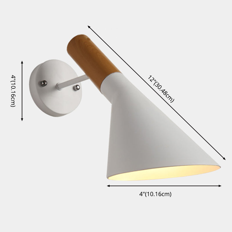 Lámpara de pared de minimalismo en forma de embudo estilo moderno de madera de madera de 1 luces accesorio de iluminación