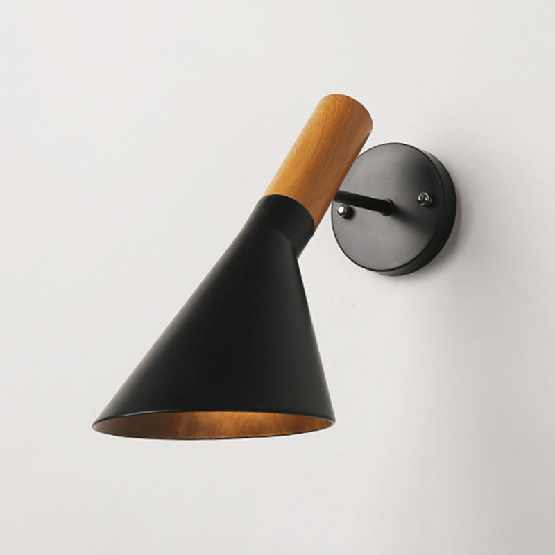 Lámpara de pared de minimalismo en forma de embudo estilo moderno de madera de madera de 1 luces accesorio de iluminación