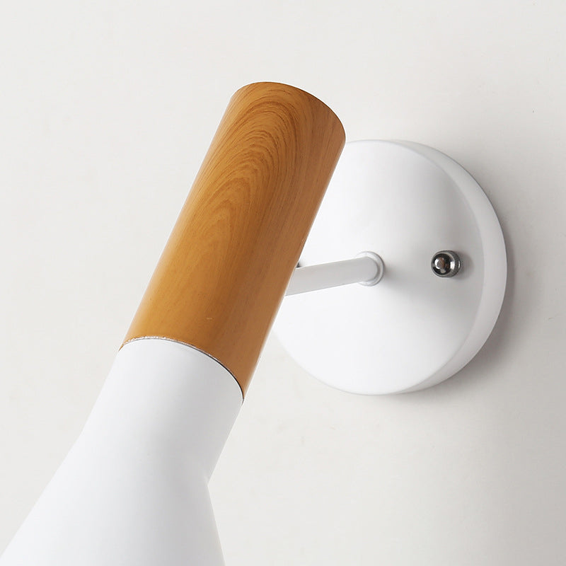 Lámpara de pared de minimalismo en forma de embudo estilo moderno de madera de madera de 1 luces accesorio de iluminación