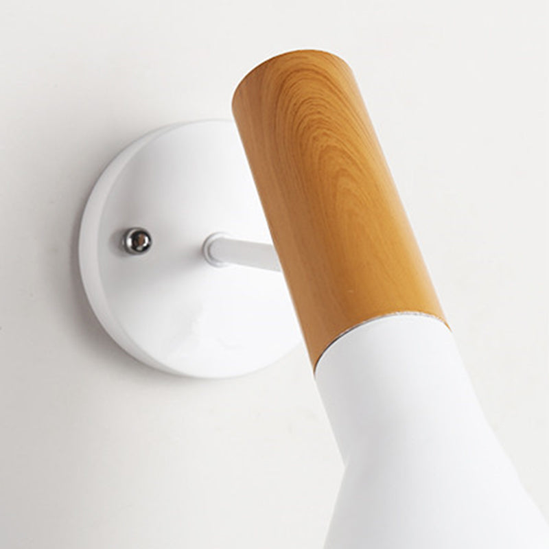 Lámpara de pared de minimalismo en forma de embudo estilo moderno de madera de madera de 1 luces accesorio de iluminación