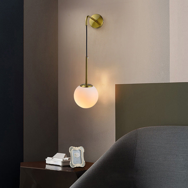Modernism Simplicity Glass Wall Lamp Adjustable Suspension Wire Design Single Bulb Orb Sconce Light for Bedroom