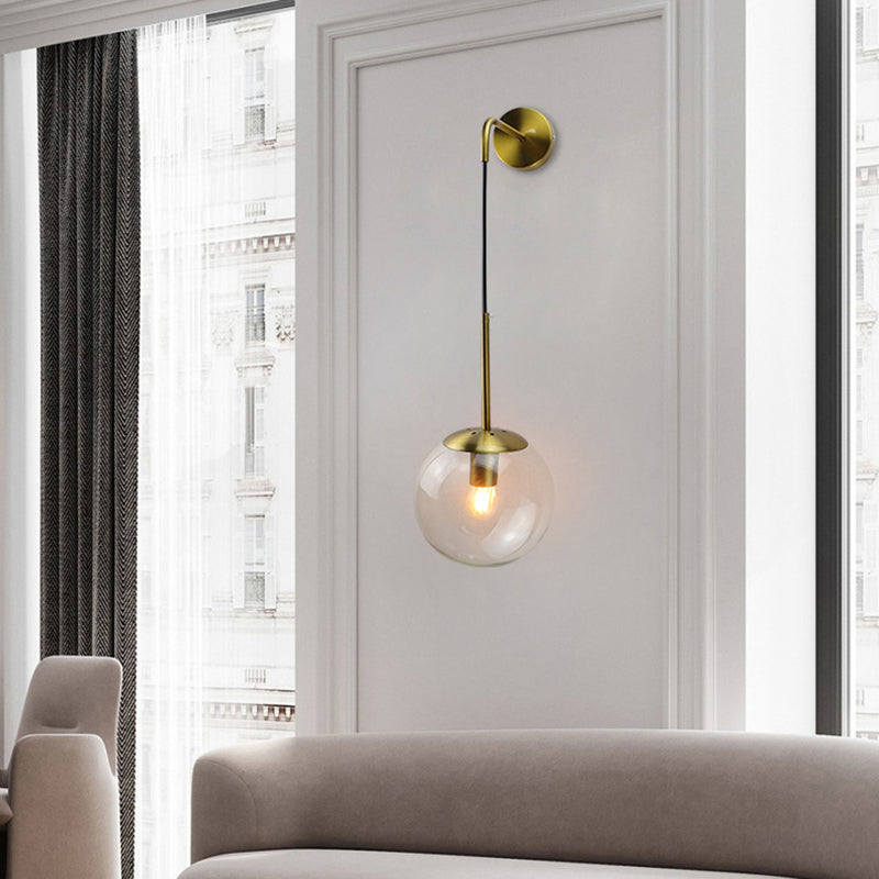 Modernism Simplicity Glass Wall Lamp Adjustable Suspension Wire Design Single Bulb Orb Sconce Light for Bedroom