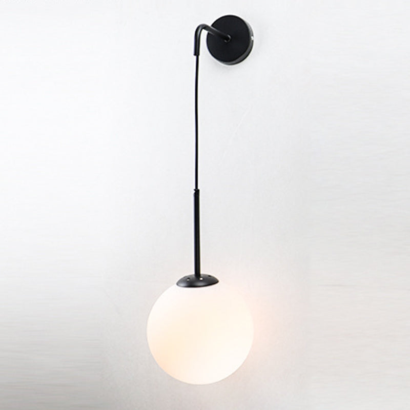 Modernism Simplicity Glass Wall Lamp Adjustable Suspension Wire Design Single Bulb Orb Sconce Light for Bedroom