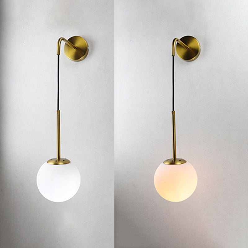 Modernism Simplicity Glass Wall Lamp Adjustable Suspension Wire Design Single Bulb Orb Sconce Light for Bedroom