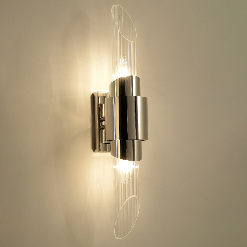 Minimalismo de vidrio biselado Minimalismo Luz de Luz Moderna Moderna de acero inoxidable Lámpara de montaje en pared LED de acero inoxidable